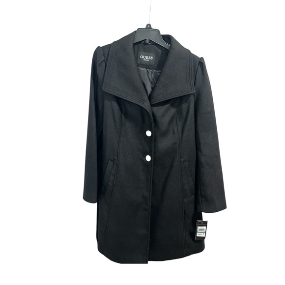 Guess Funnel Collar Wool Trench Coat - Picture 10 of 10